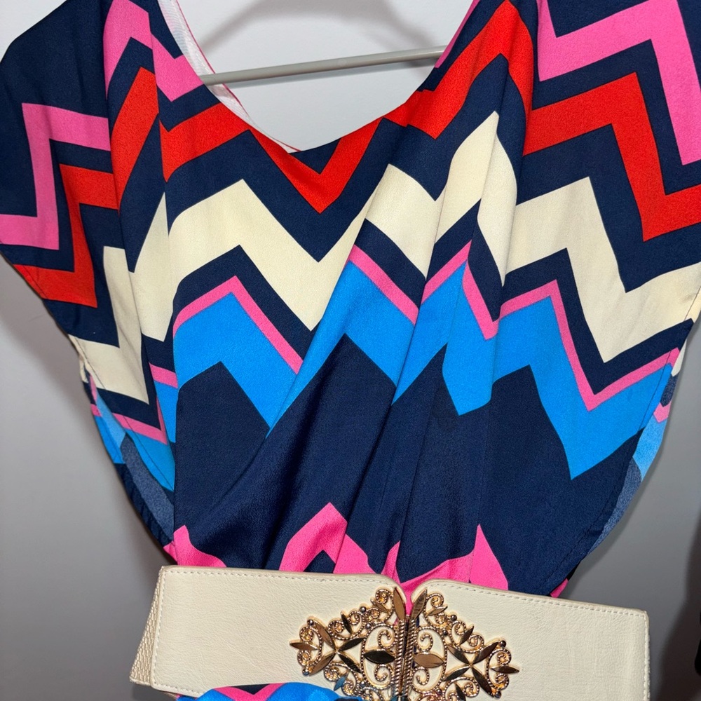 Francesca's Collections Chevron Mini Dress - Multicolor